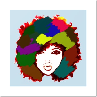 Rainbow Afro Curly Art Natural Hair Posters and Art